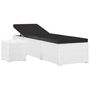 Voir la diapositive 2 : VIDAXL Chaise longue avec coussin et table a the rotin Blanc