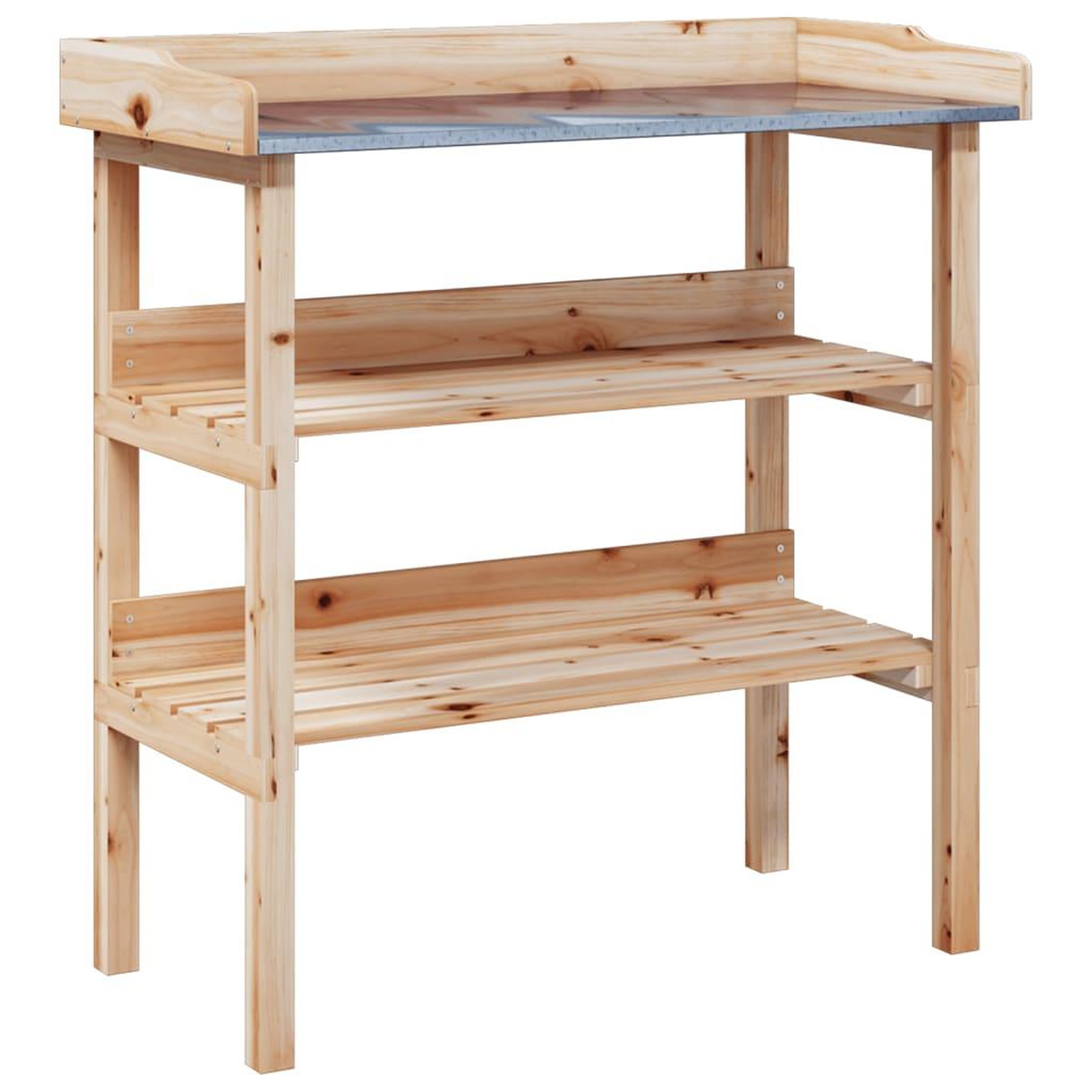 Voir la diapositive 2 : VIDAXL Table a plantes avec etageres 78x38x82,5cm bois de sapin solide