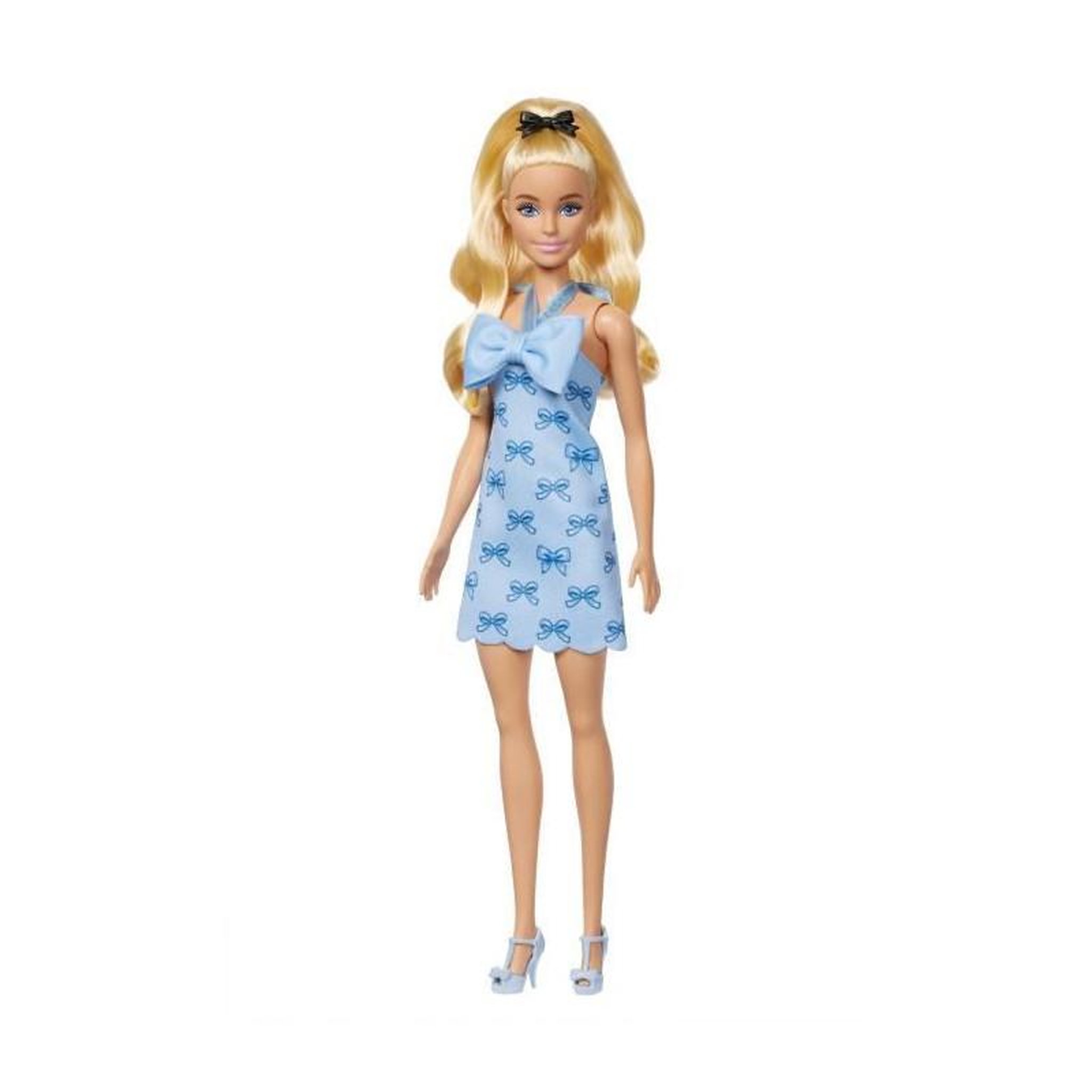 Voir la diapositive 2 : BARBIE Barbie - Poupée Barbie Fashionistas Robe Dos Nu Bleu Layette avec noeud - Barbie - HYT93