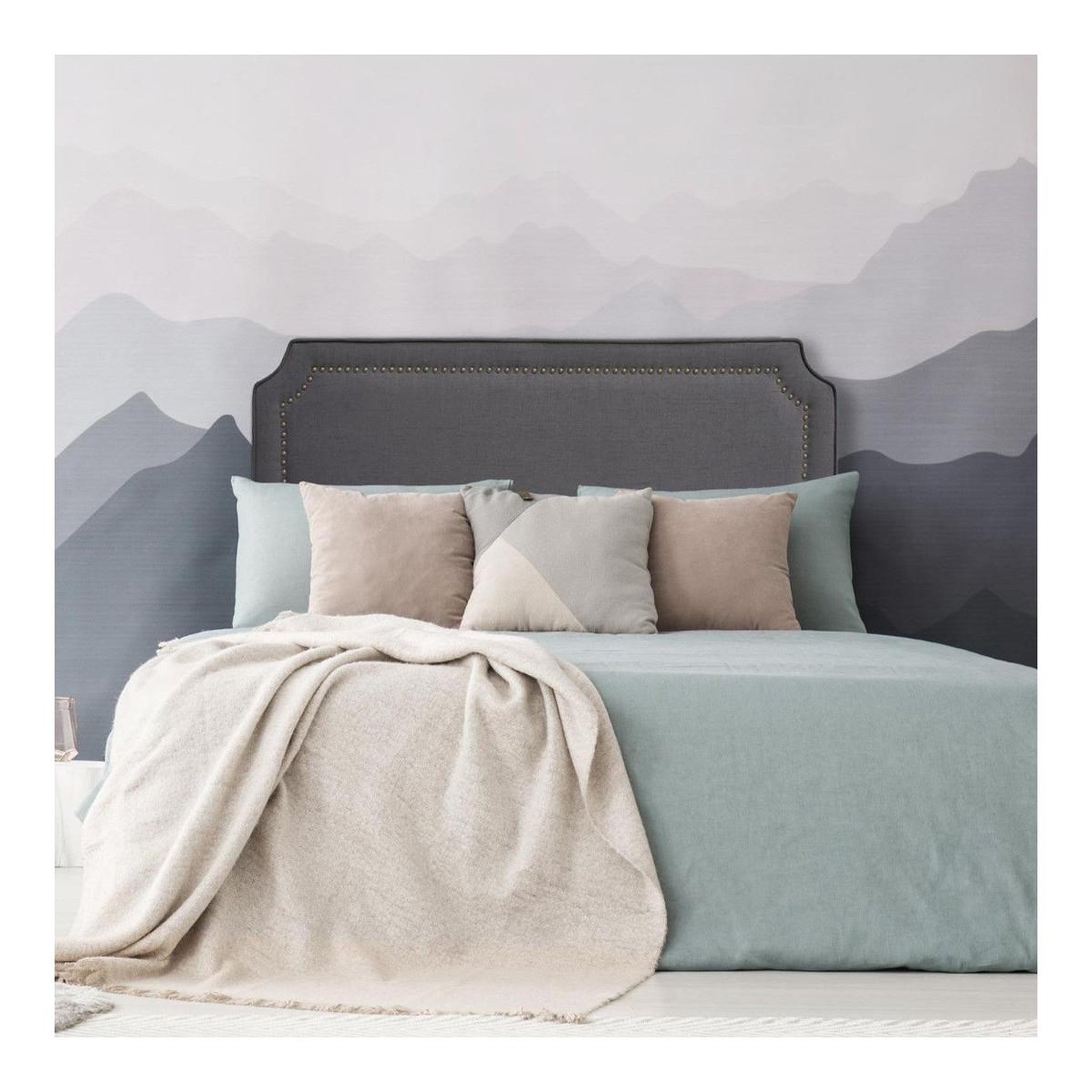 Voir la diapositive 4 : Paris Prix Tête de lit  design en tissu  selena  140cm gris