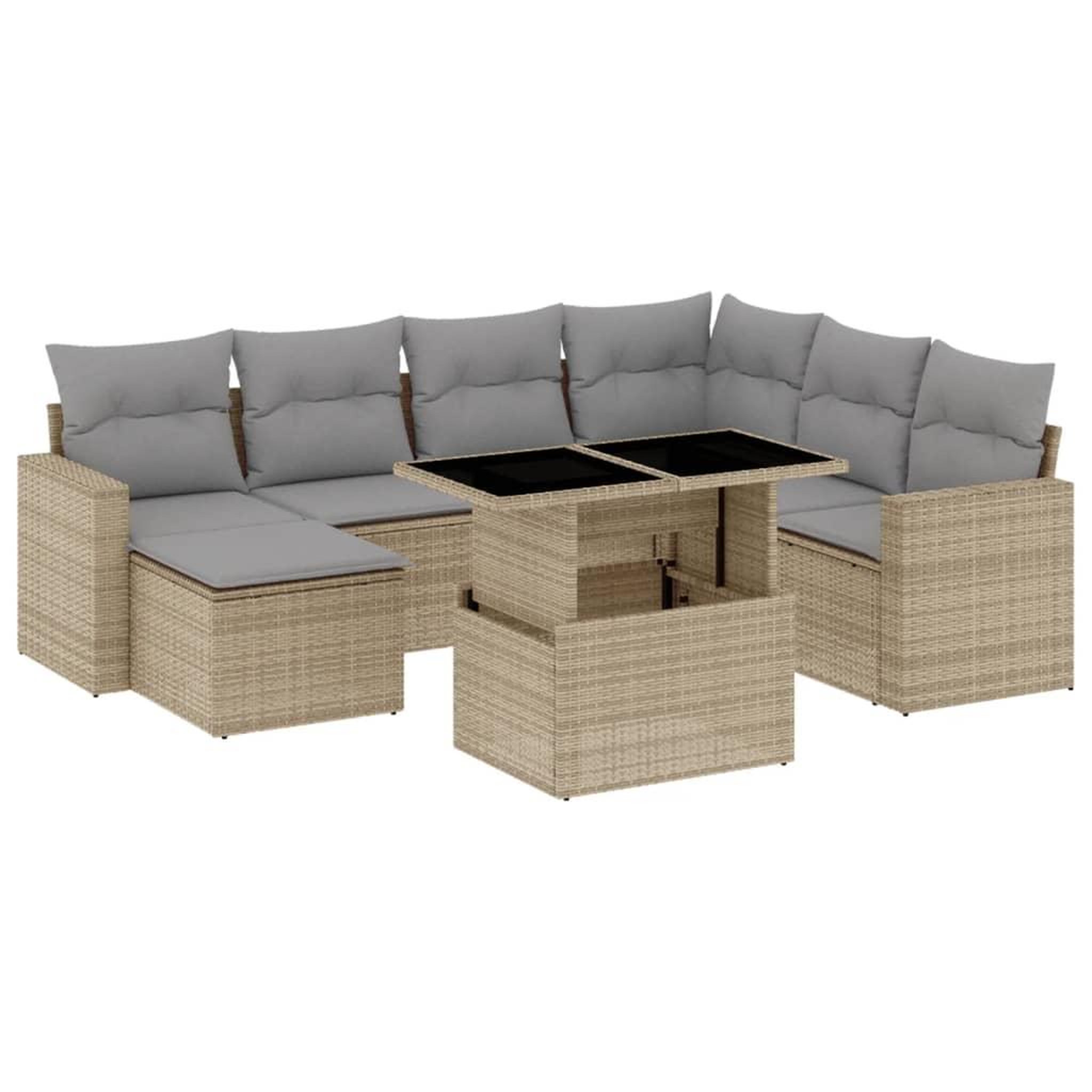 Voir la diapositive 2 : VIDAXL Salon de jardin avec coussins 8 pcs beige resine tressee