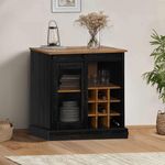 VIDAXL Buffet HALDEN porte coulissante noir 80x40x80 cm bois massif
