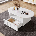 MERAX Table Basse Avec 1 Tiroir Et 1 Nich Blanc