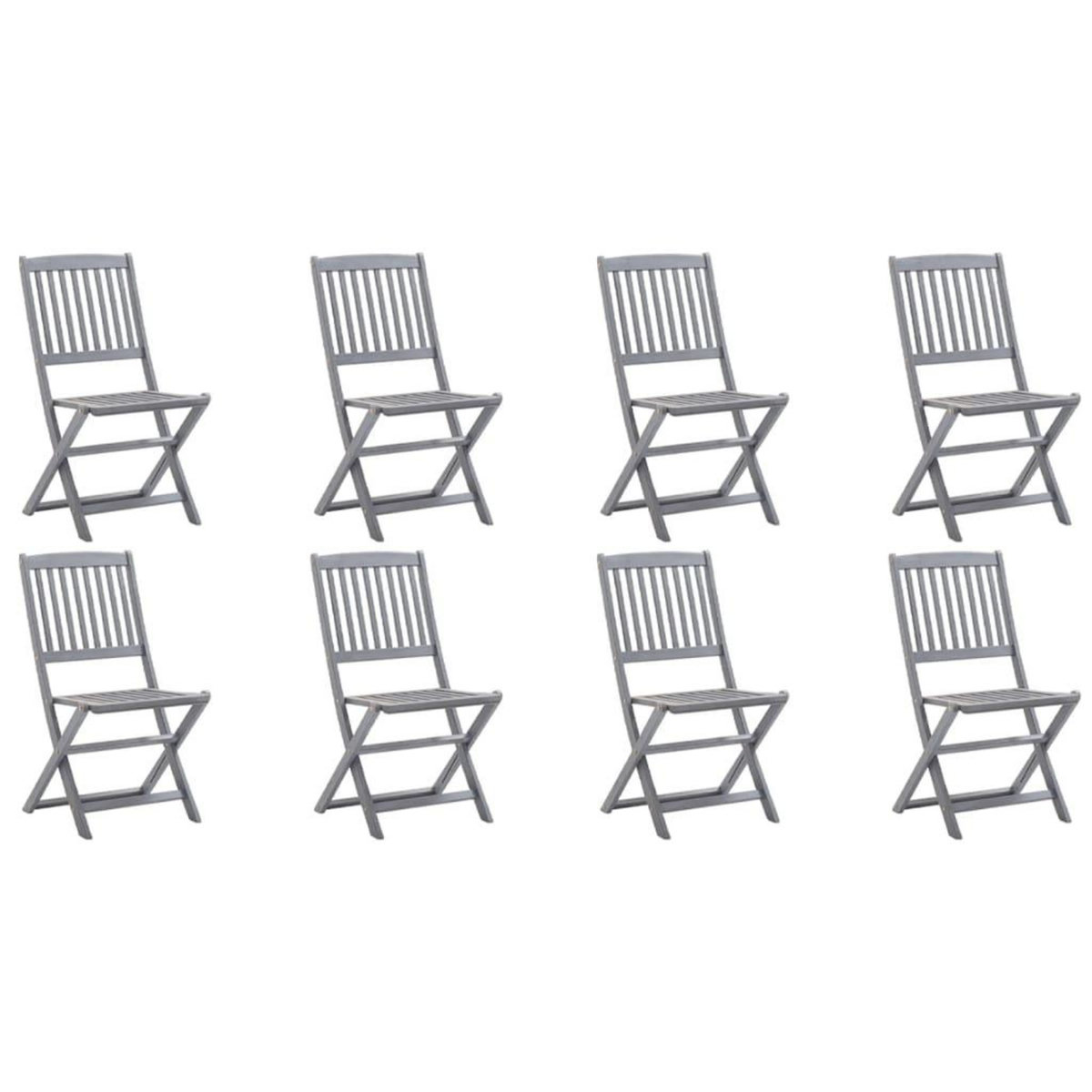 VIDAXL Chaises pliables d'exterieur lot de 8 et coussins Bois d'acacia