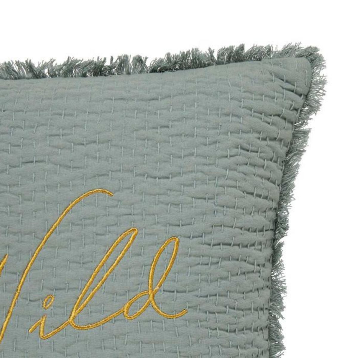 ATMOSPHERA Coussin Déco Brodé  Wild  45x45cm Vert Céladon