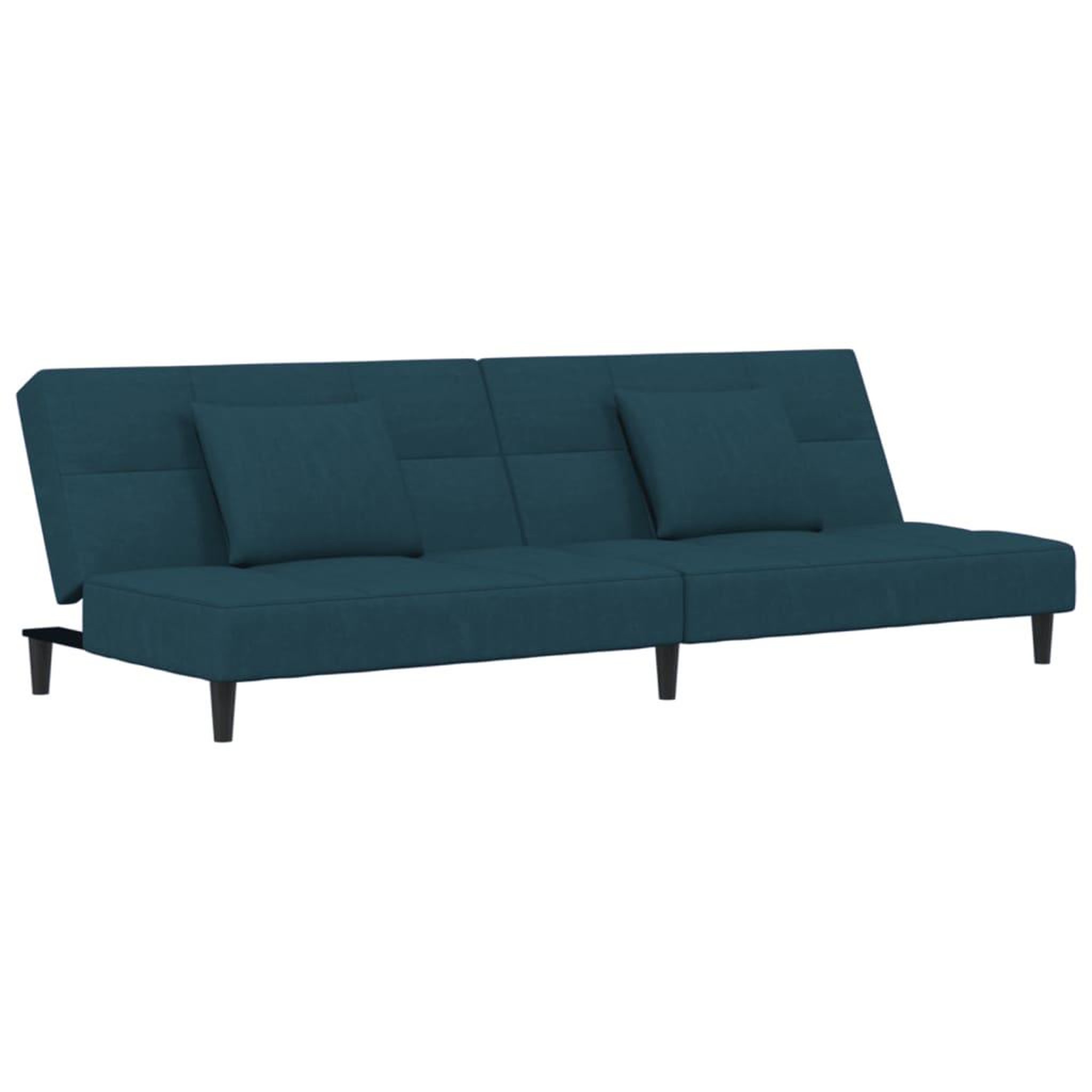 Voir la diapositive 2 : VIDAXL Canape-lit a 2 places avec deux oreillers bleu velours