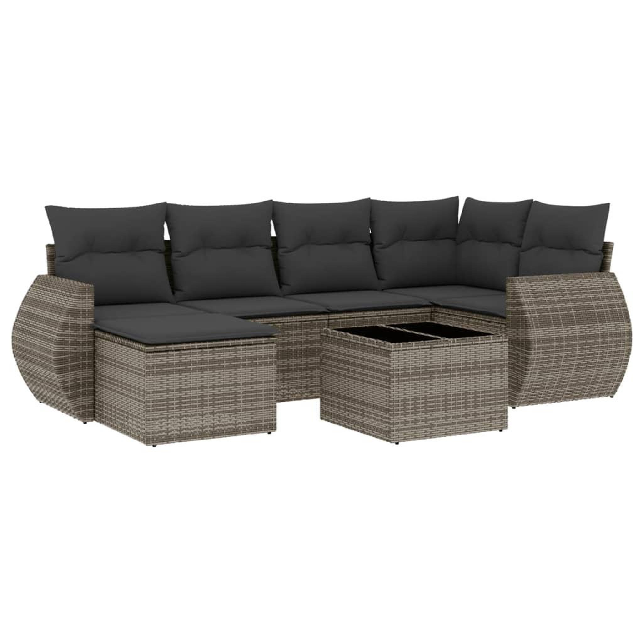 Voir la diapositive 2 : VIDAXL Salon de jardin avec coussins 7 pcs gris resine tressee