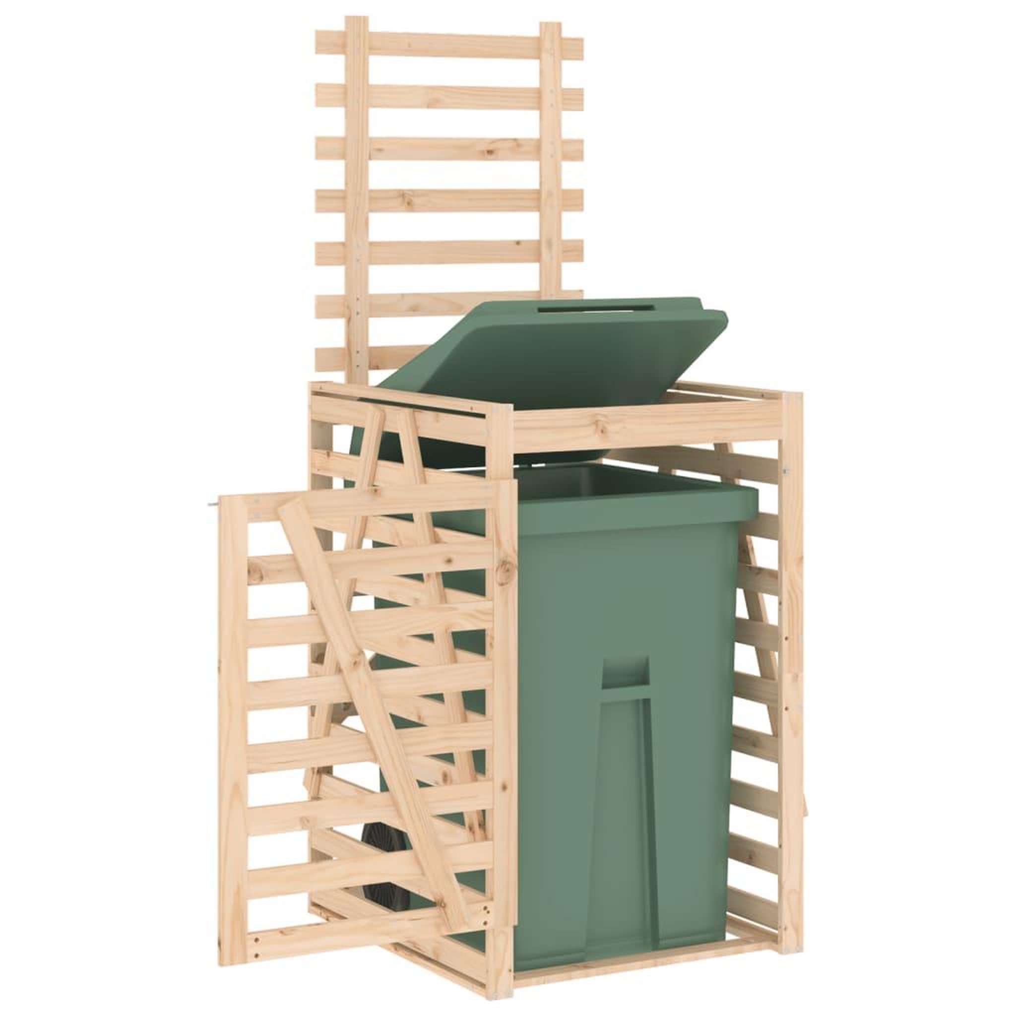 Voir la diapositive 4 : VIDAXL Abri pour poubelle sur roulettes 84x90x128,5 cm bois massif pin