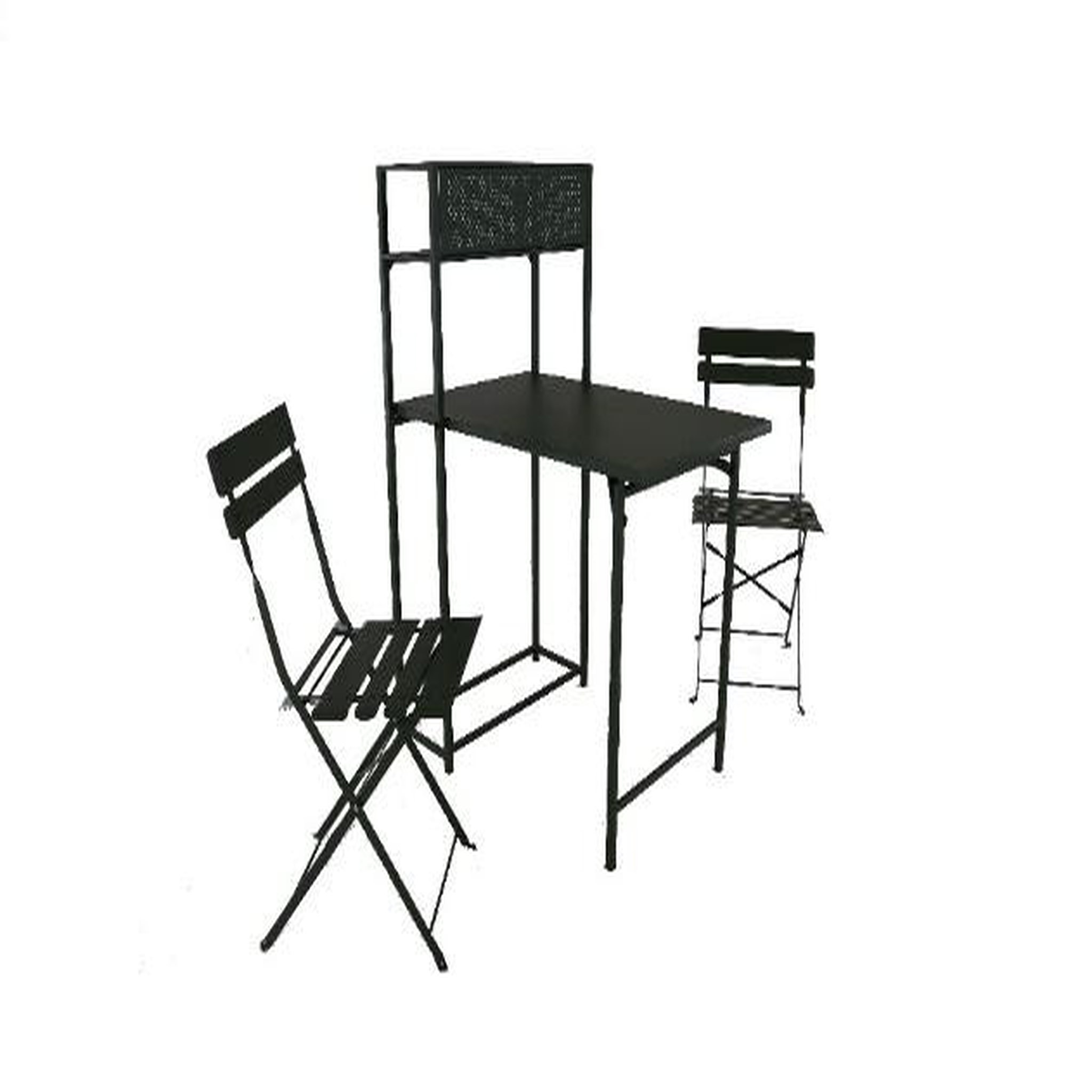 Proloisirs Set table avec 2 chaises pliantes Balcon en acier - graphite