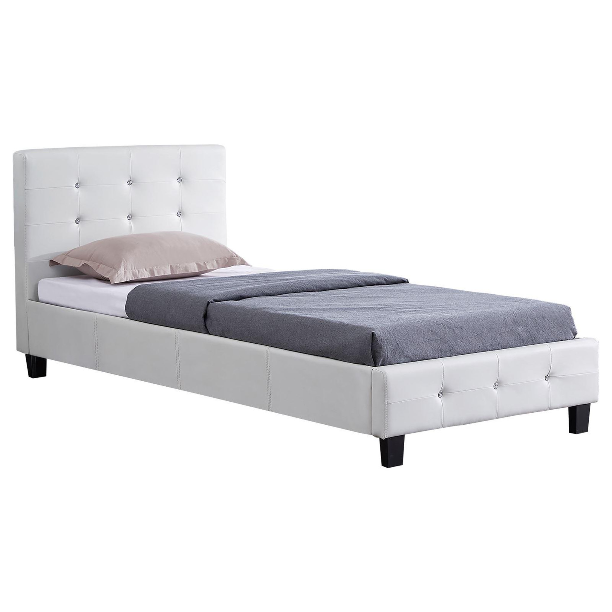 Voir la diapositive 1 : IDIMEX Lit simple TICO, 90 x 190 cm, capitonné avec sommier, revêtement synthétique