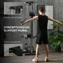 Voir la diapositive 4 : HOMCOM Station de musculation montage mural - double poulie, tirage poitrine, lat pulldown - acier gris noir