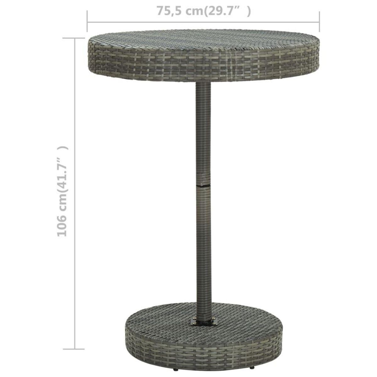 VIDAXL Table de jardin Gris 75,5x106 cm Resine tressee