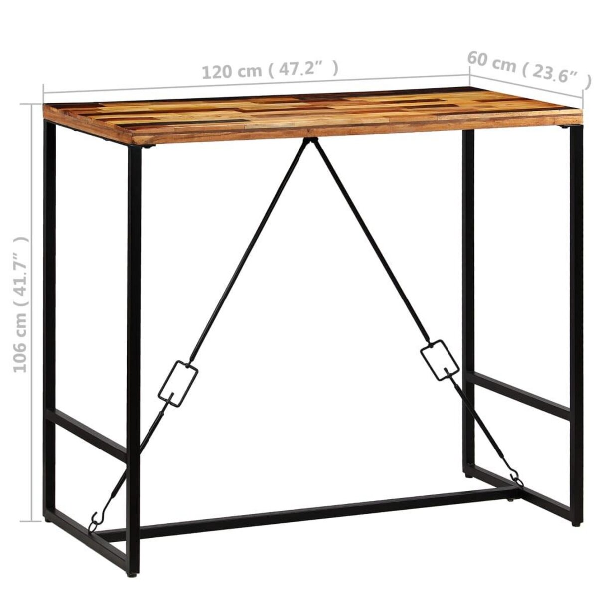 VIDAXL Table de bar Bois de recuperation massif 120x60x106 cm