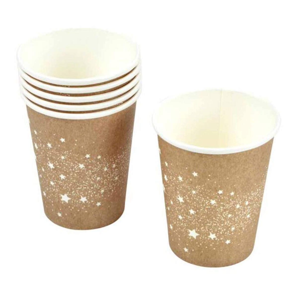 Paris Prix Lot de 6 Gobelets en Carton  Stardust  25cl Marron