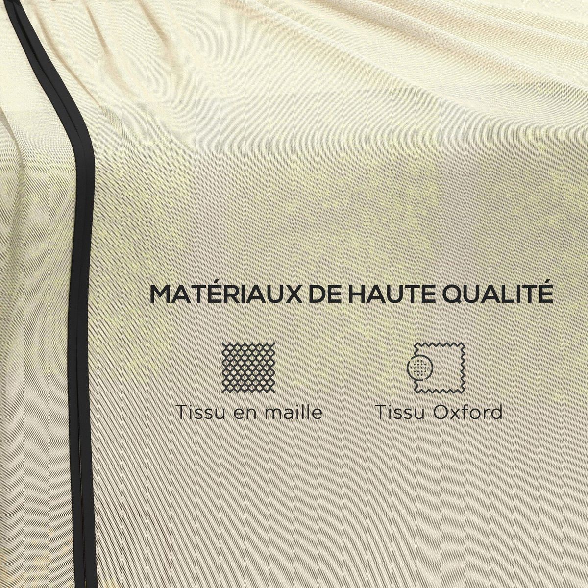 OUTSUNNY Moustiquaire cylindrique pour parasol 3 m diamètre avec fermeture éclair et lestage beige