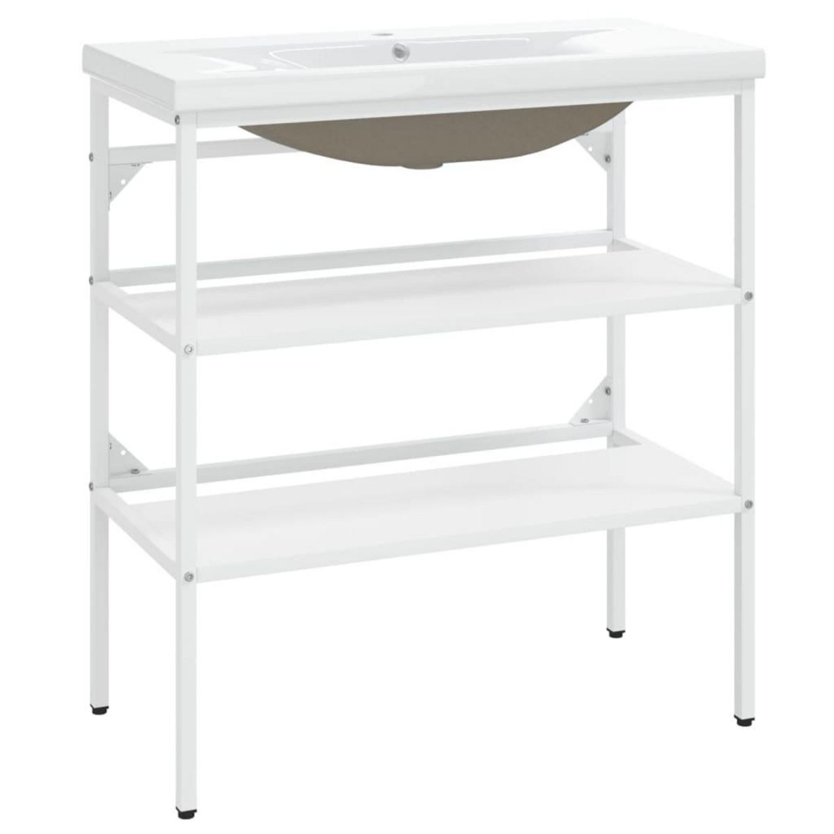 VIDAXL Cadre de lavabo de salle de bain vasque a encastrer Blanc Fer