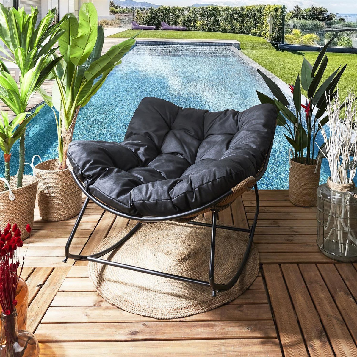The Home Deco Factory Fauteuil à bascule rembourré Asgar