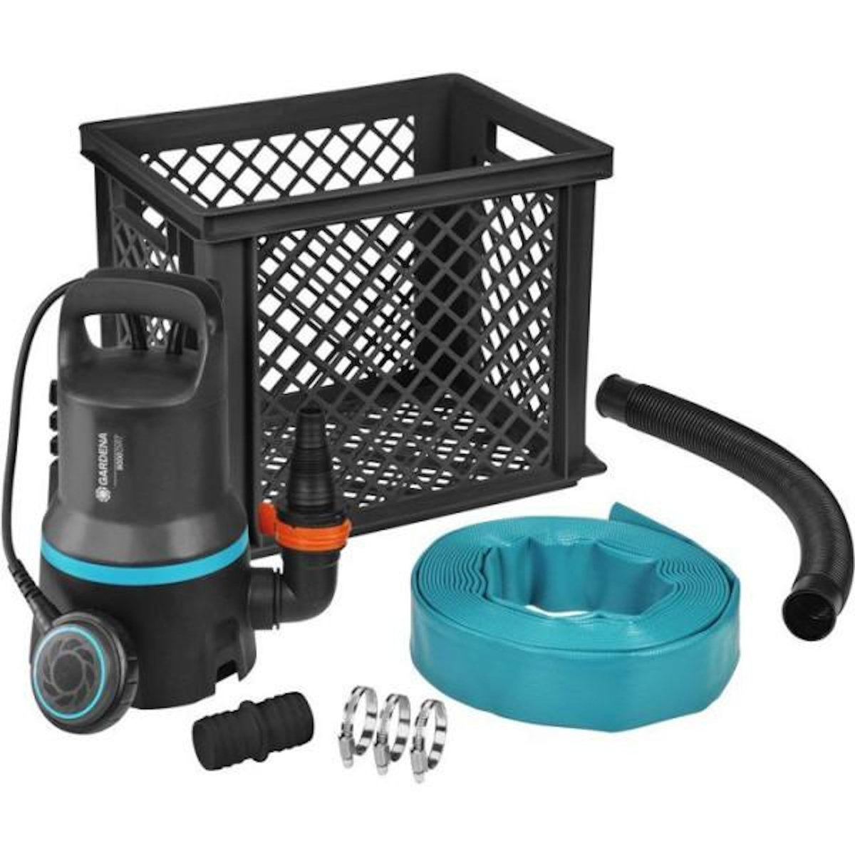 Gardena Kit anti-inondations - GARDENA - 9000 - Tuyau de refoulement de 10 m + caisse de 29 L - 9000 l/h - 300 W - Avec accessoires