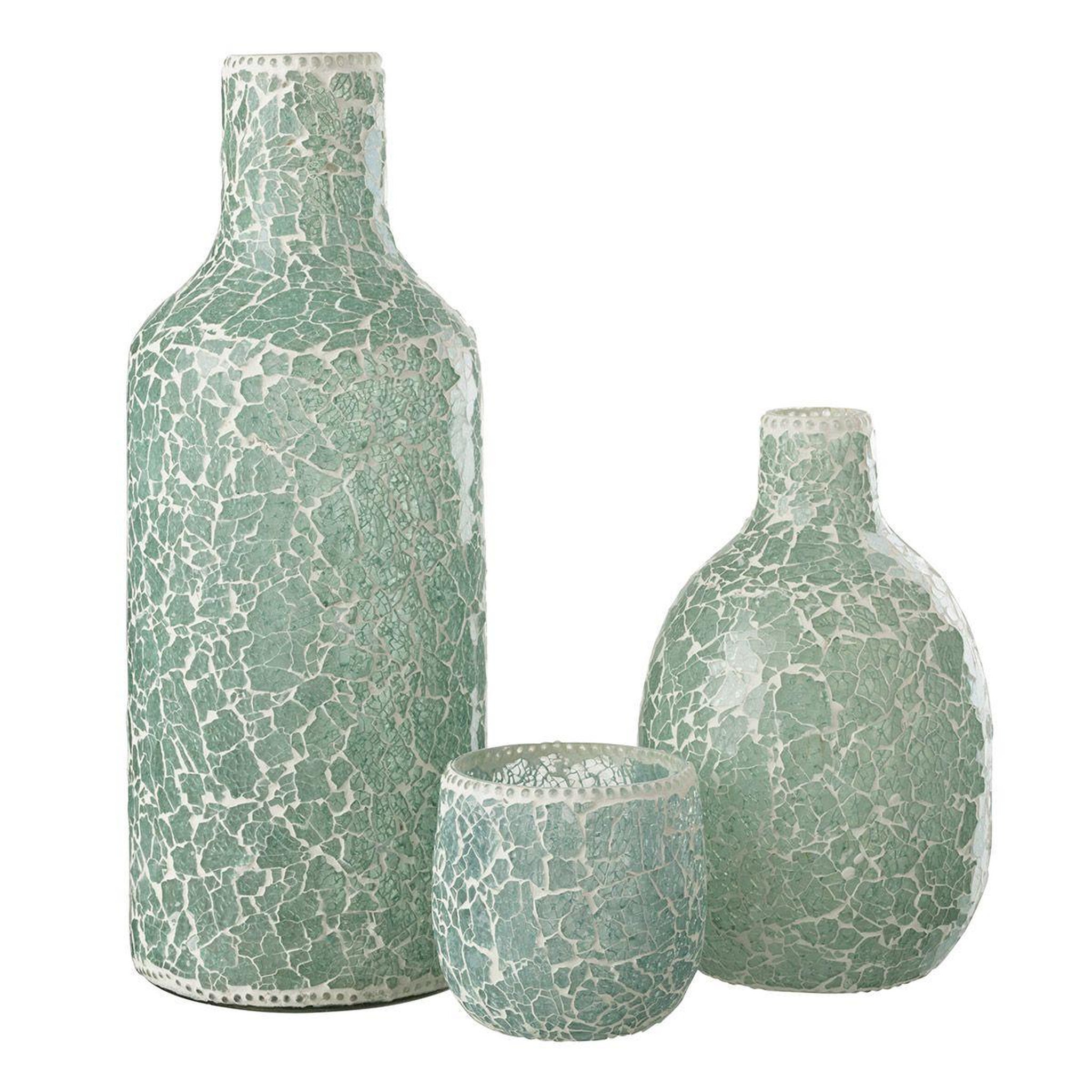 Voir la diapositive 2 : J-LINE Vase Mosaïque en Verre  Jacob  43cm Vert