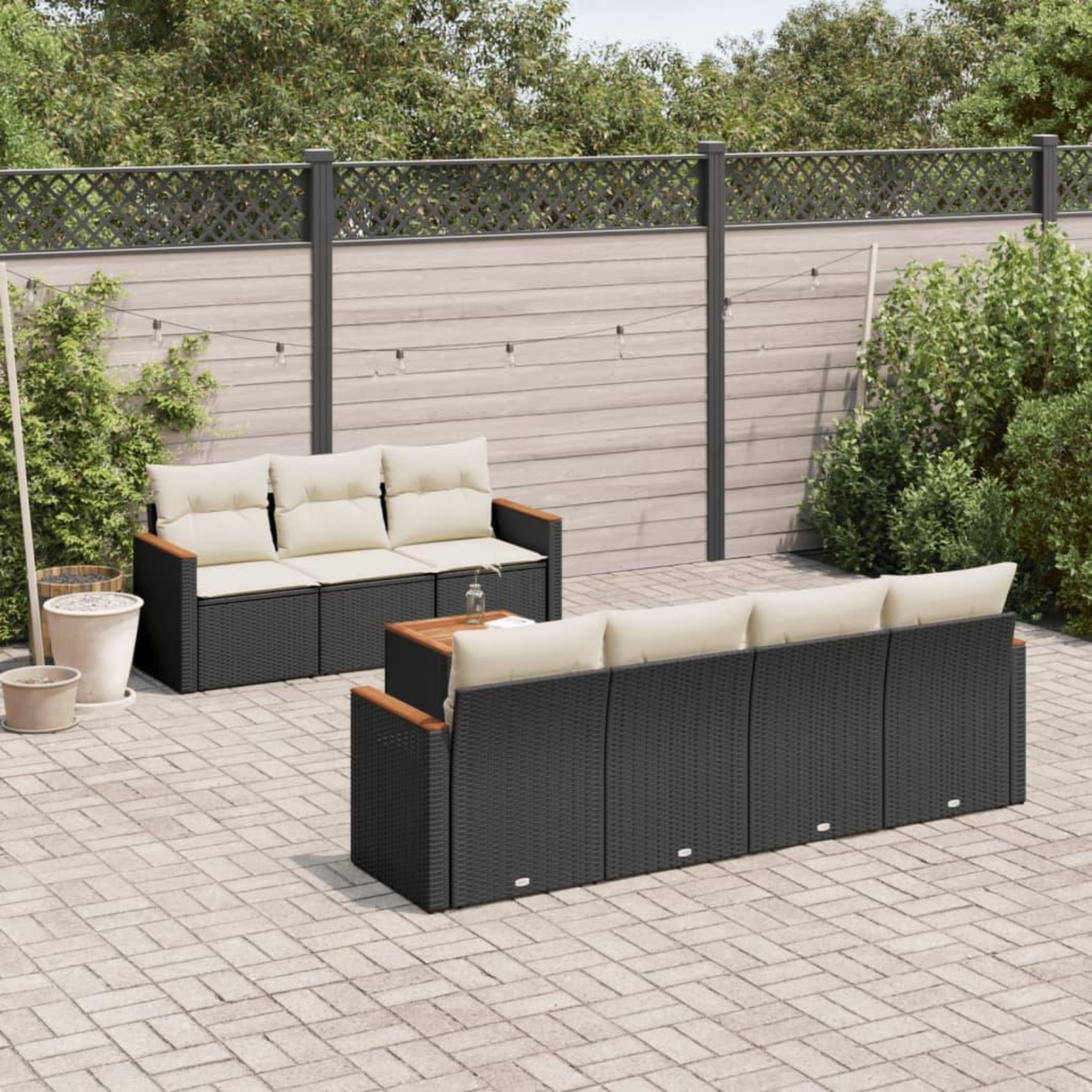VIDAXL Salon de jardin 8 pcs avec coussins noir resine tressee