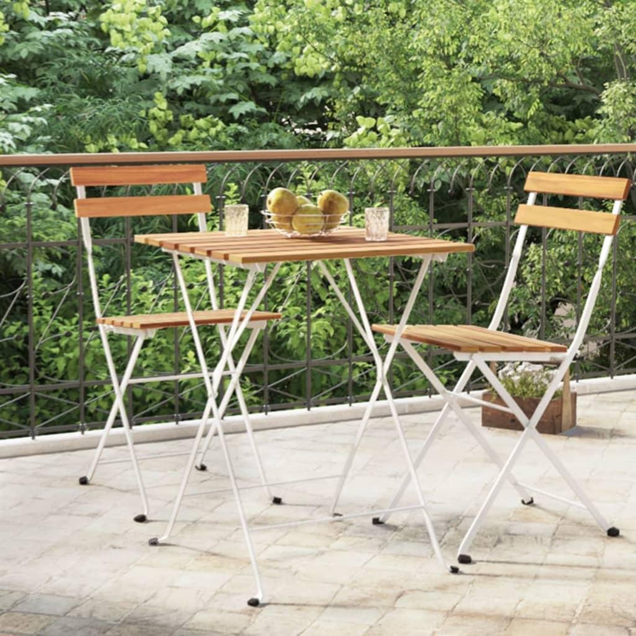 Voir la diapositive 1 : VIDAXL Table de bistro pliante 55x54x71cm Bois acacia solide et acier