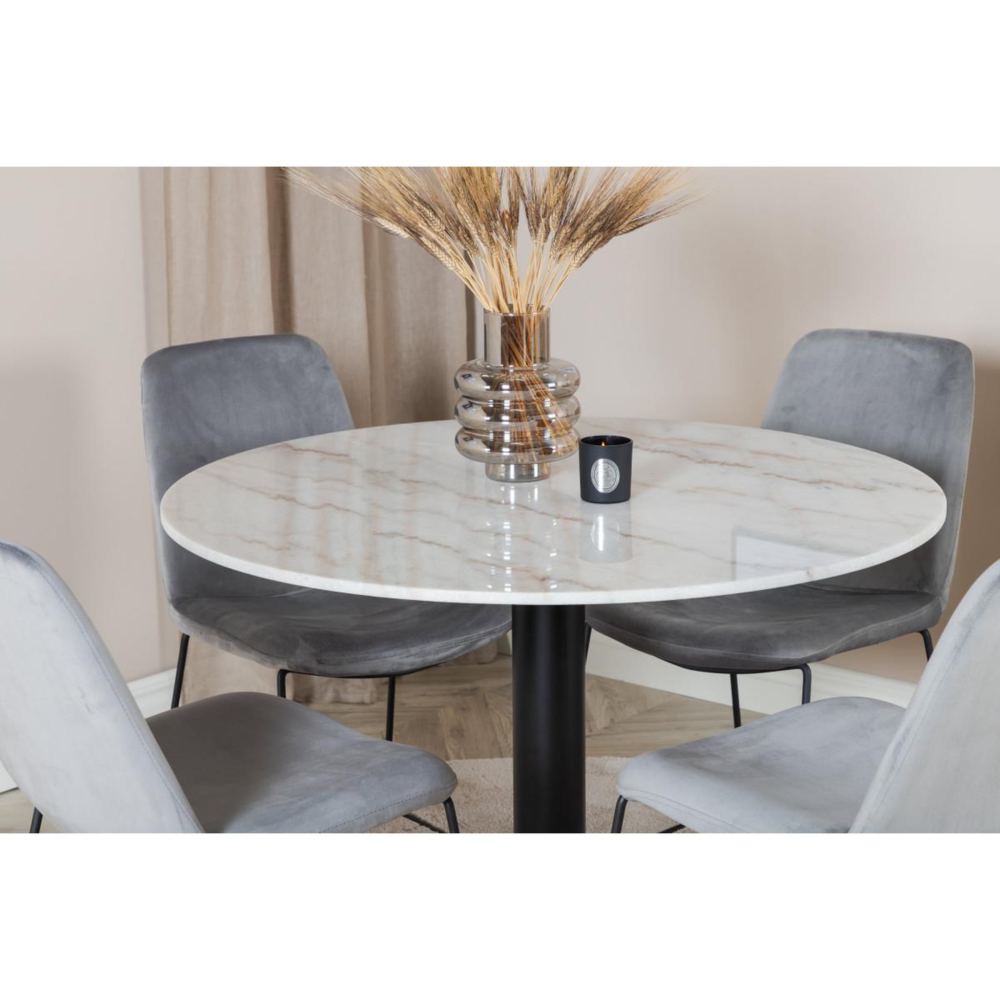 Voir la diapositive 6 : Paris Prix Ensemble table à manger & 4 chaises  estelle & muce  106cm blanc & gris