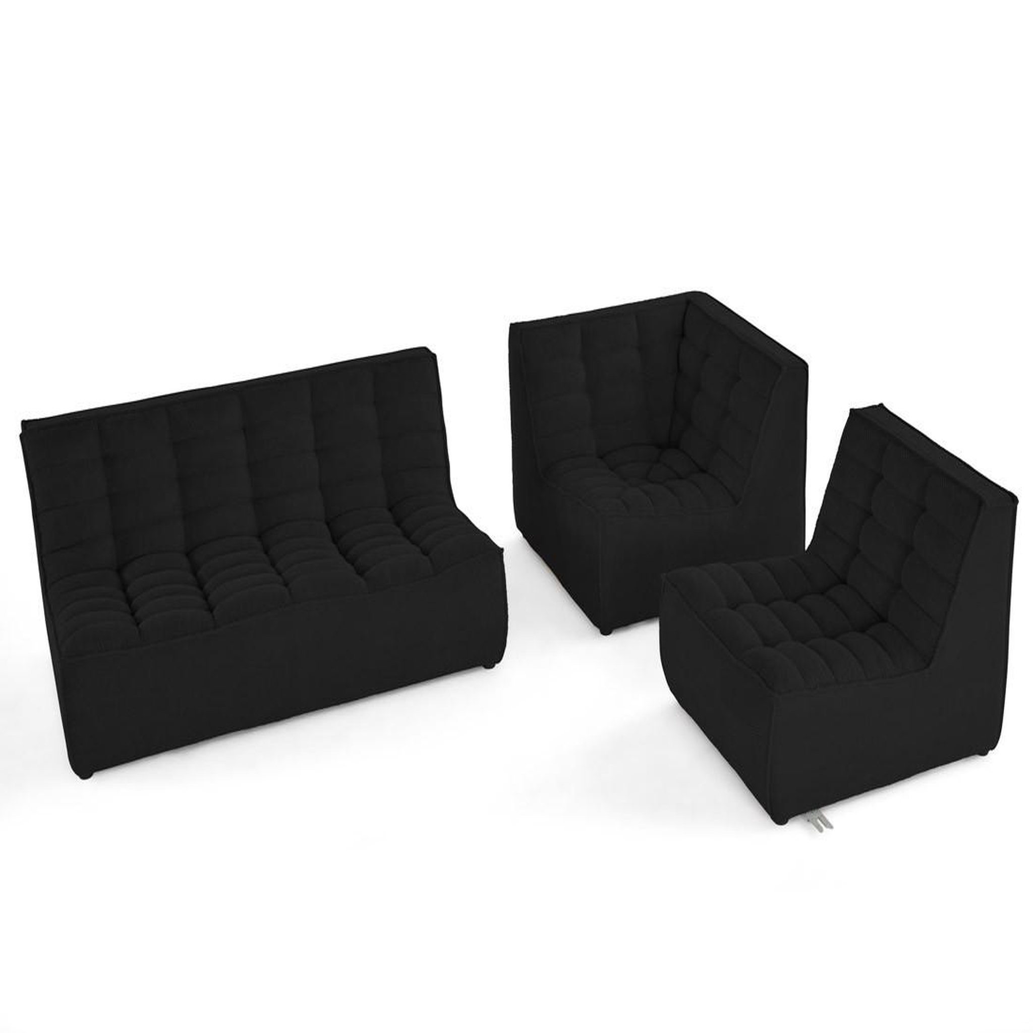 Voir la diapositive 3 : LISA DESIGN Ellie - canapé modulable d'angle réversible 4 places en velours texturé