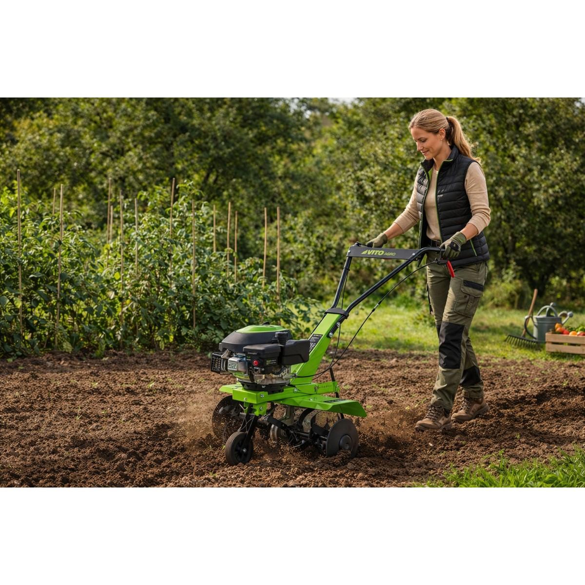 Voir la diapositive 4 : VITO Motobineuse thermique 5cv 149cm3 largeur de travail 630mm fraise ø260mm - motoculteur à essence 4t labourer jardin potager vito
