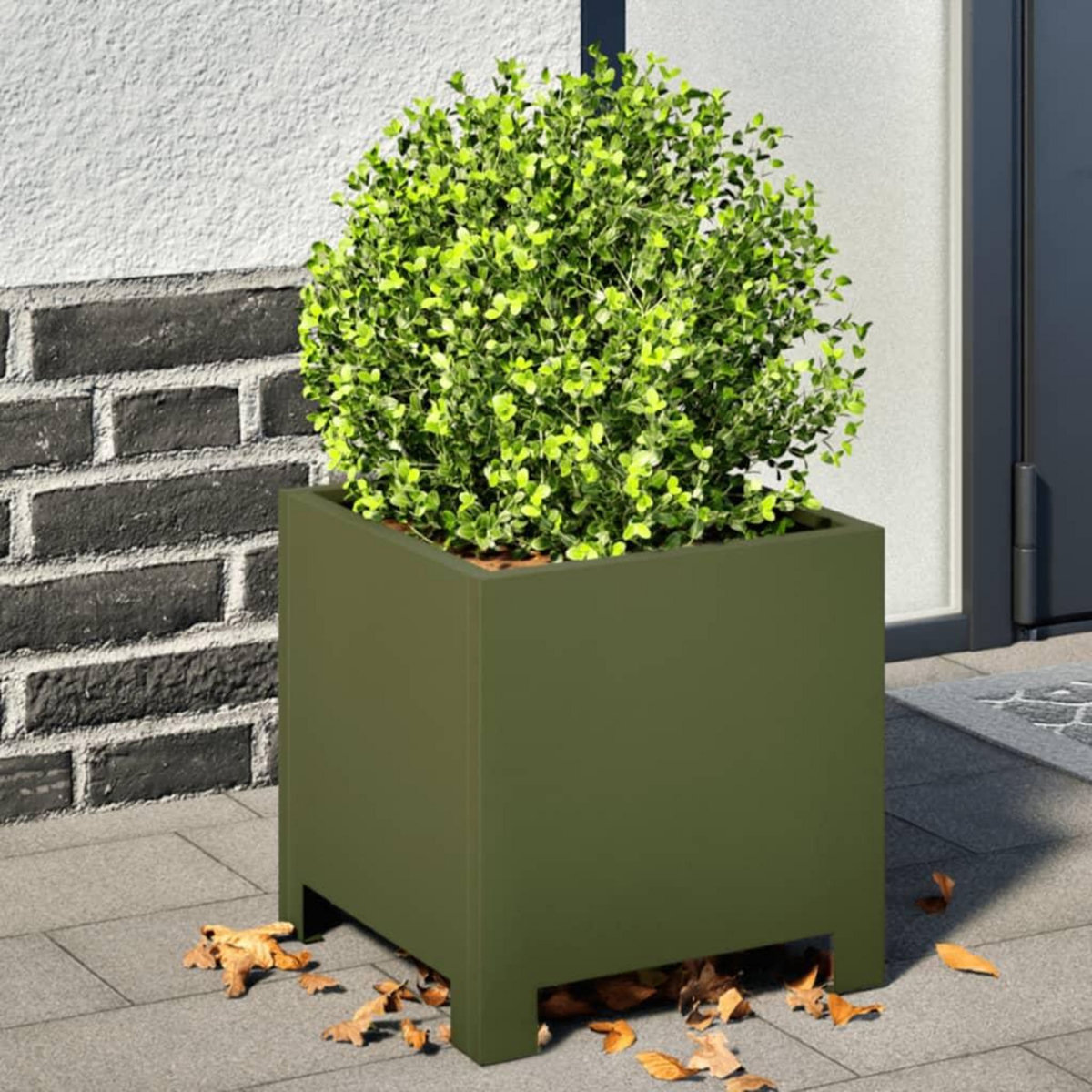 VIDAXL Jardiniere vert olive 30x30x30 cm acier