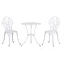 Voir la diapositive 1 : OUTSUNNY Ensemble salon de jardin 2 places 2 chaises + table ronde fonte d'aluminium imitation fer forgé blanc
