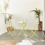 SWEEEK Salon de jardin bistrot pliable Emilia rond, table diamètre 60cm avec deux chaises pliantes, acier thermolaqué