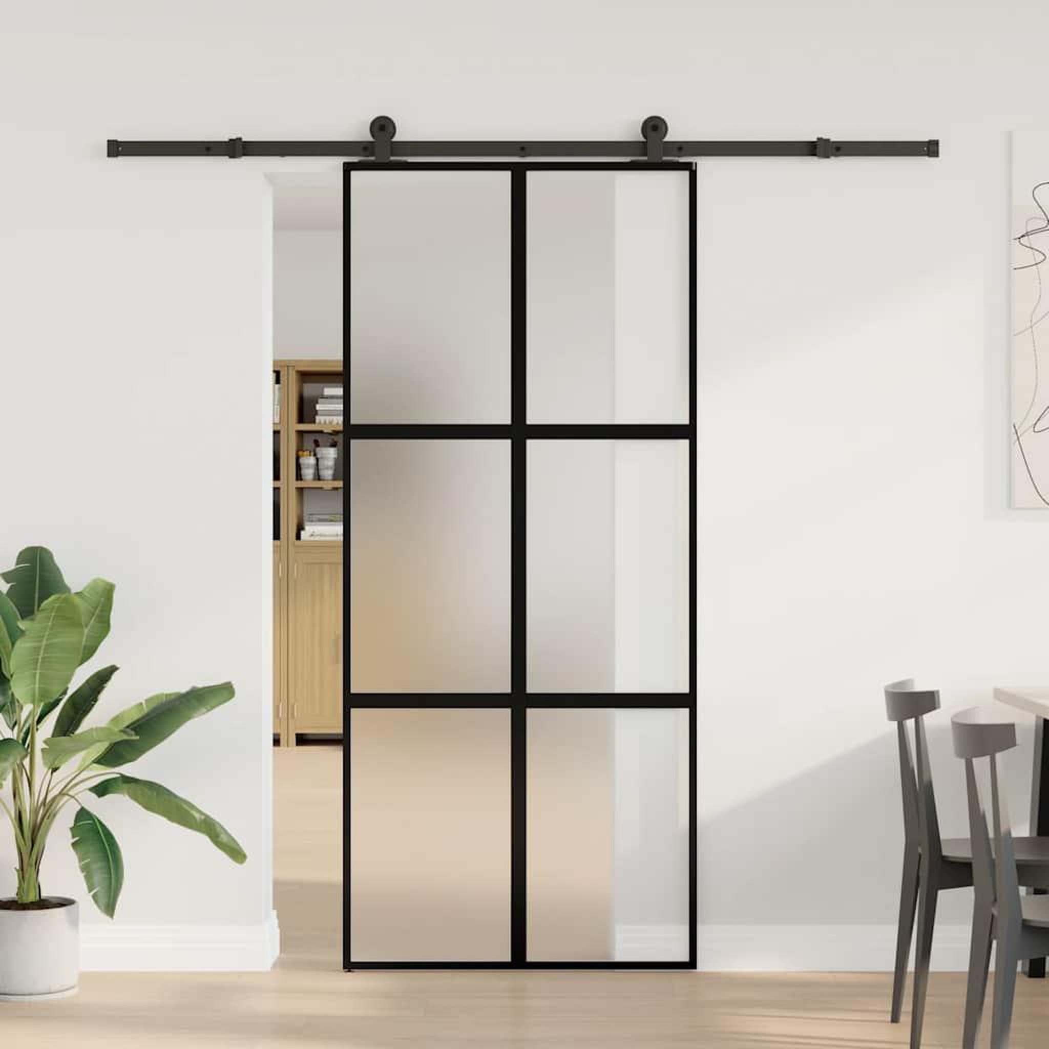 Voir la diapositive 2 : VIDAXL Porte coulissante kit de quincaillerie trempe verre aluminium