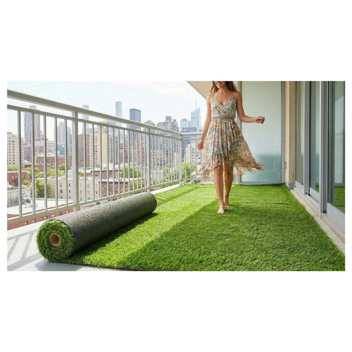 FIFTYGRASS Gazon synthétique Vita - 20 mm - Bobinot de 1m*4m - Jardin / Terasse / Balcon