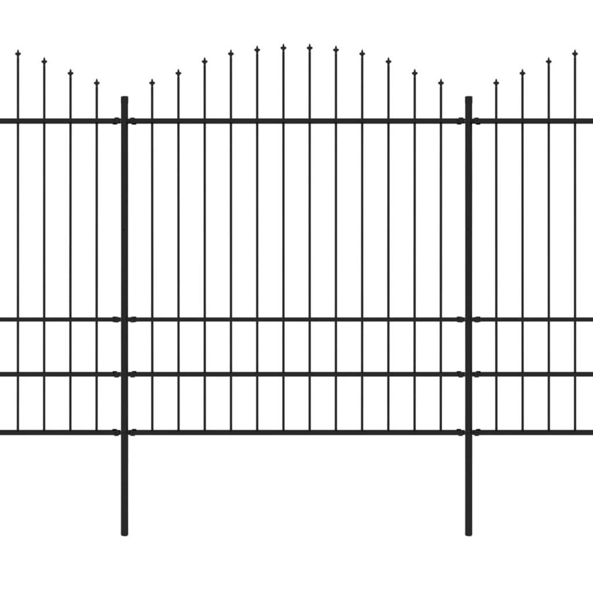 VIDAXL Cloture de jardin a dessus en lance Acier (1,75-2)x8,5 m Noir