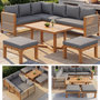 Voir la diapositive 2 : MERAX Salon de jardin 6 place en bois avec coussins