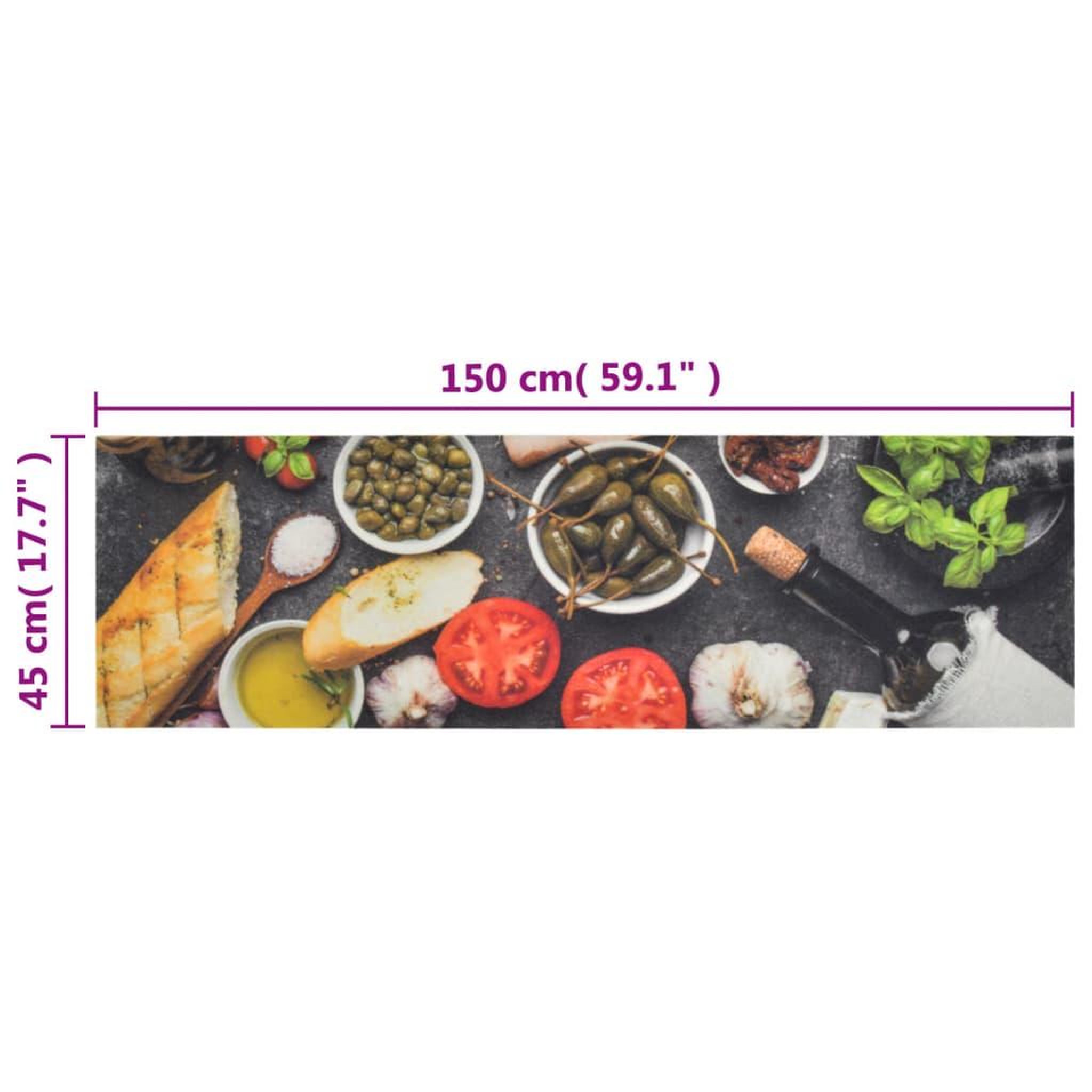 Voir la diapositive 6 : VIDAXL Tapis de cuisine lavable impression vin dîner 45x150 cm velours