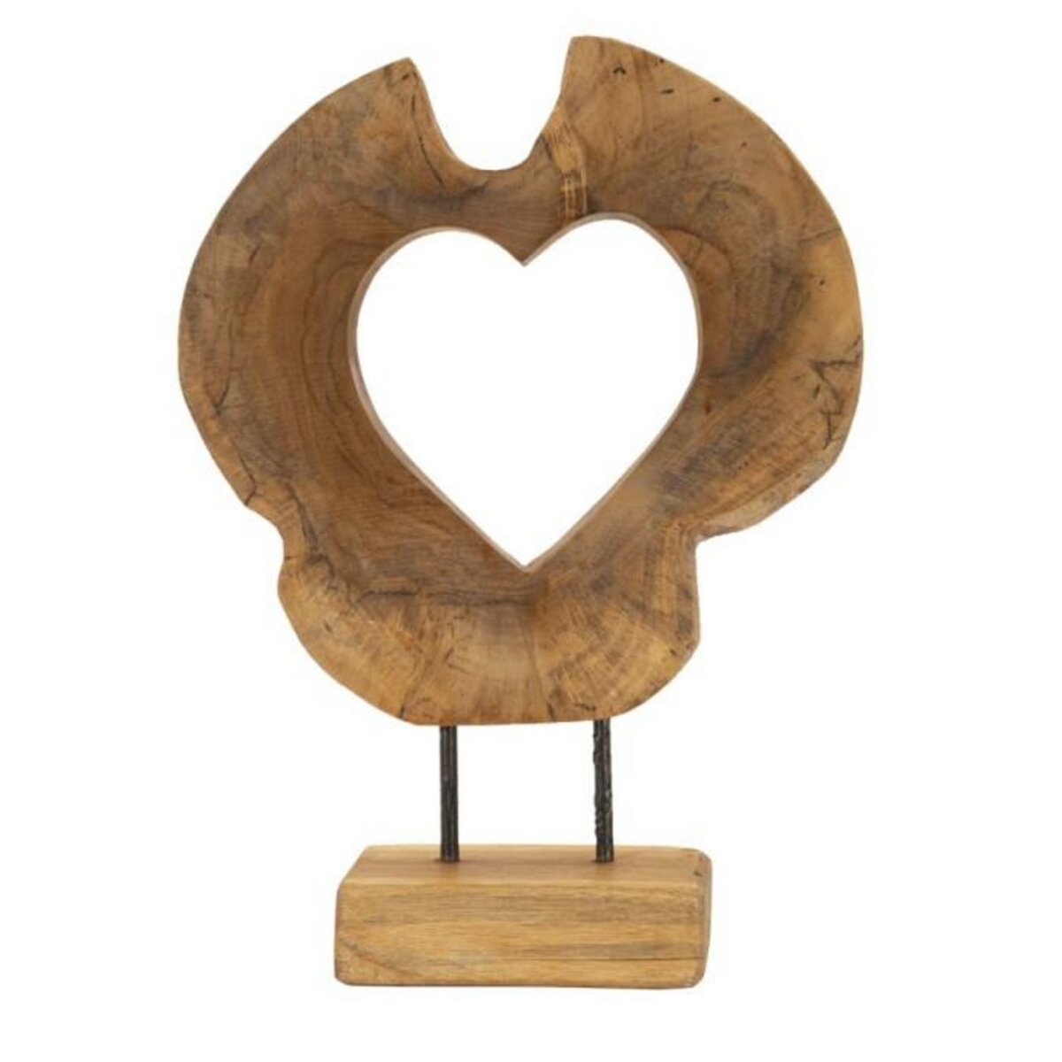 Paris Prix Objet Déco Cœur en Teck  Hasi  38cm Naturel