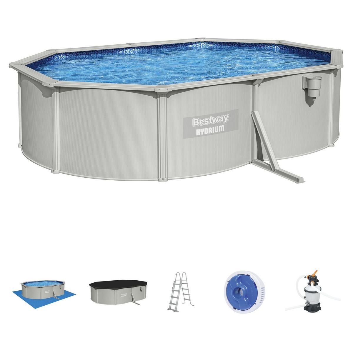 BESTWAY Piscine hors sol acier ovale - 500x360x120cm - HYDRIUM