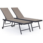 Habitat et Jardin Lot de 2 bains de soleil textilène aluminium  Jolia  - Gris foncé / Taupe