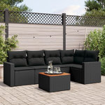 VIDAXL Salon de jardin 6 pcs avec coussins noir resine tressee