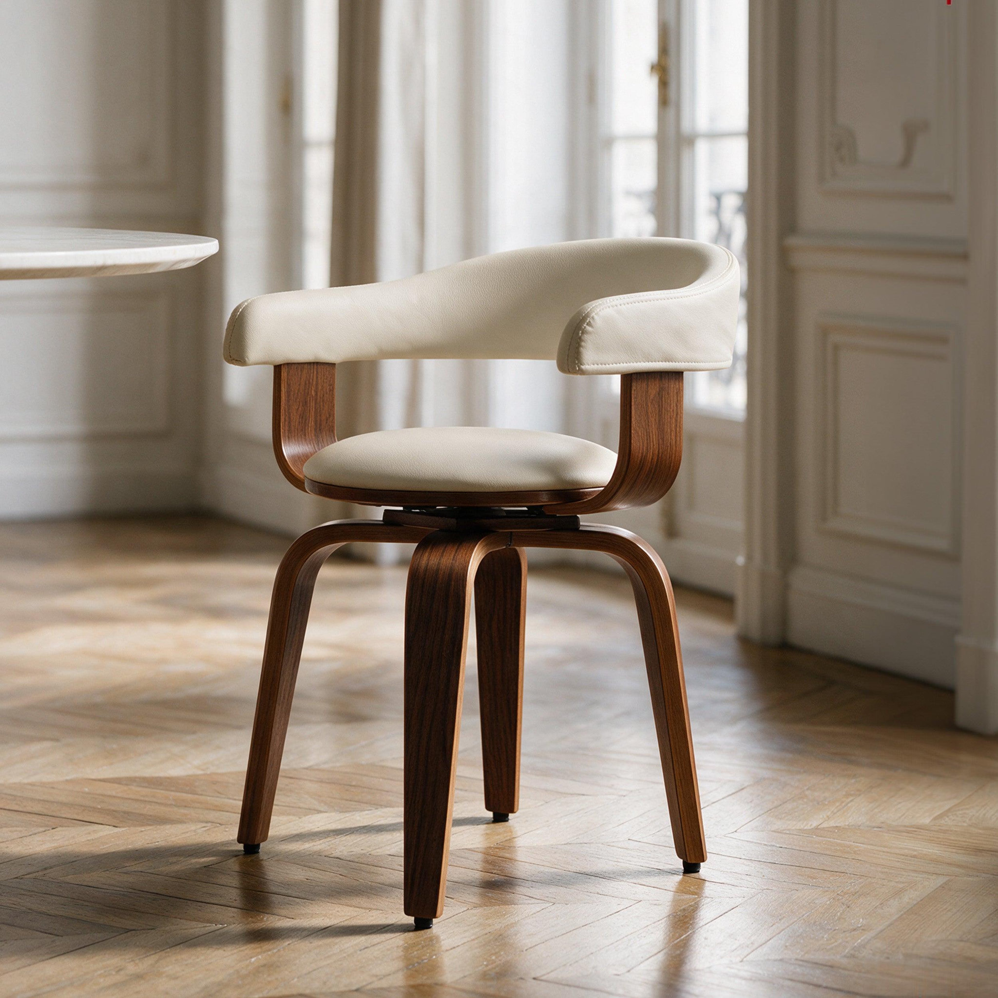 Voir la diapositive 2 : MAISON PAVANE Chaise avec accoudoirs en cuir synthétique blanc-harold
