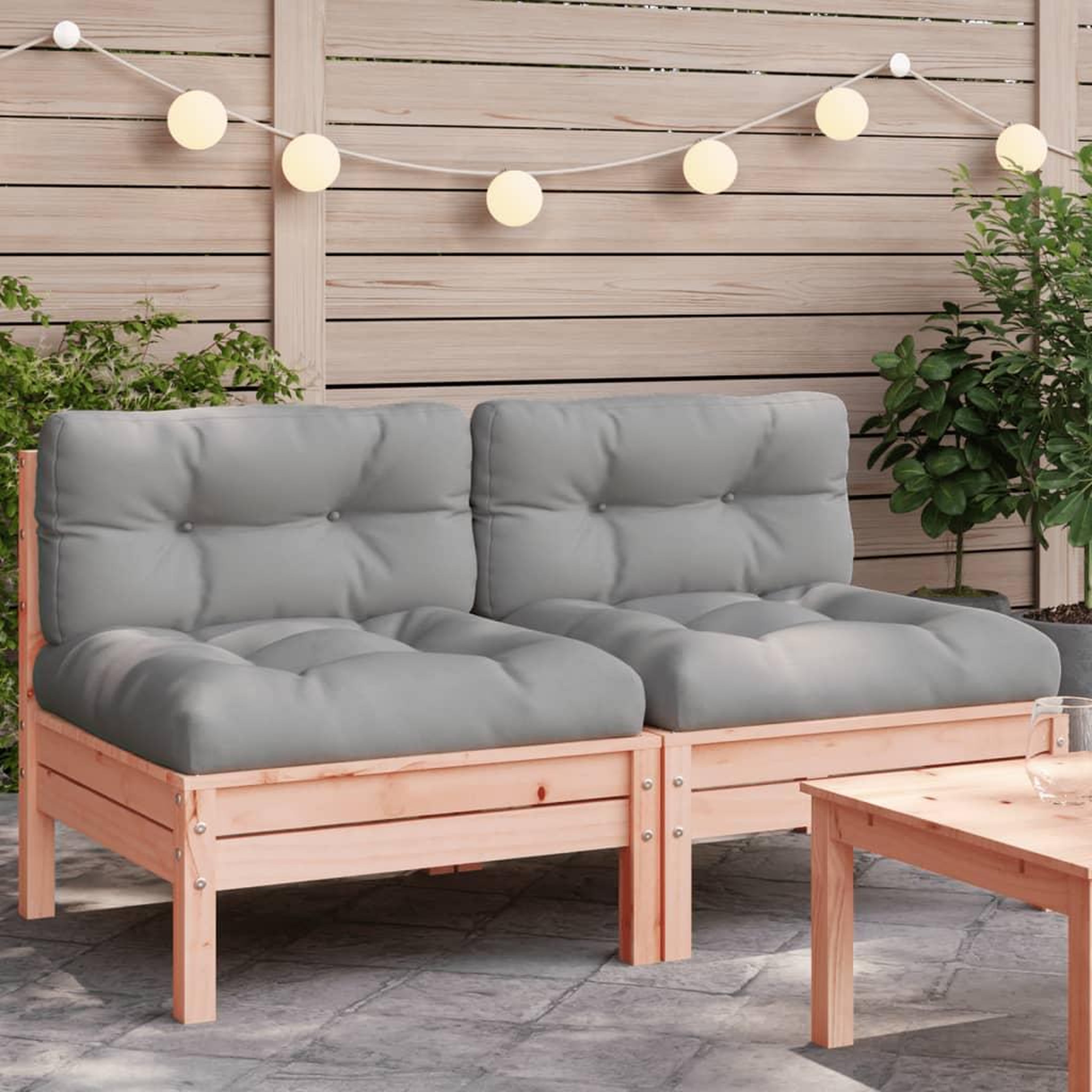VIDAXL Canape de jardin sans accoudoirs et coussins 2 pcs bois douglas