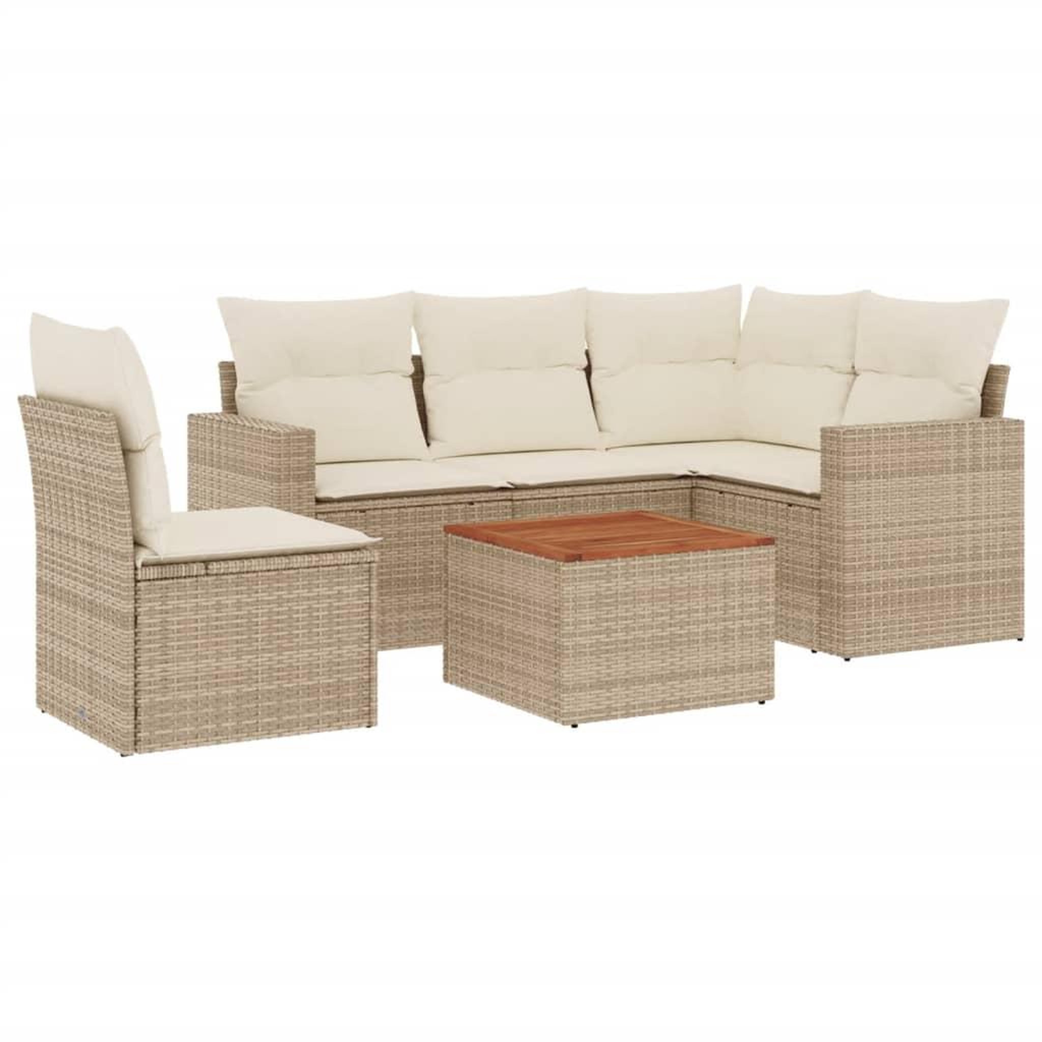 Voir la diapositive 2 : VIDAXL Salon de jardin avec coussins 6 pcs beige resine tressee