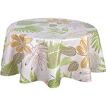 HABITABLE Nappe en toile cirée ronde motifs jungle MALLORCA. Coloris disponibles : Beige, Vert