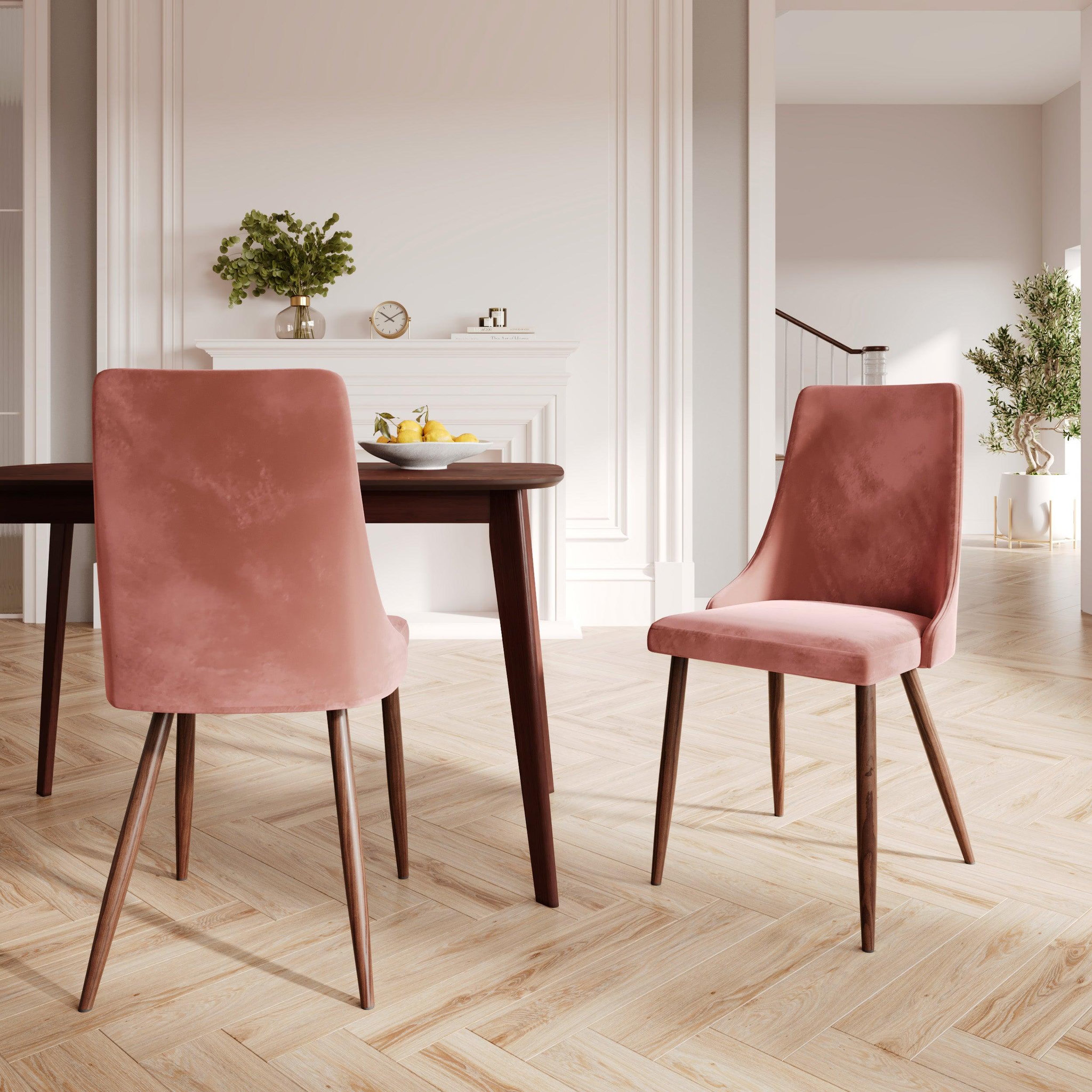 Voir la diapositive 2 : MAISON PAVANE Lot de 2 chaises en velours rose-vinni
