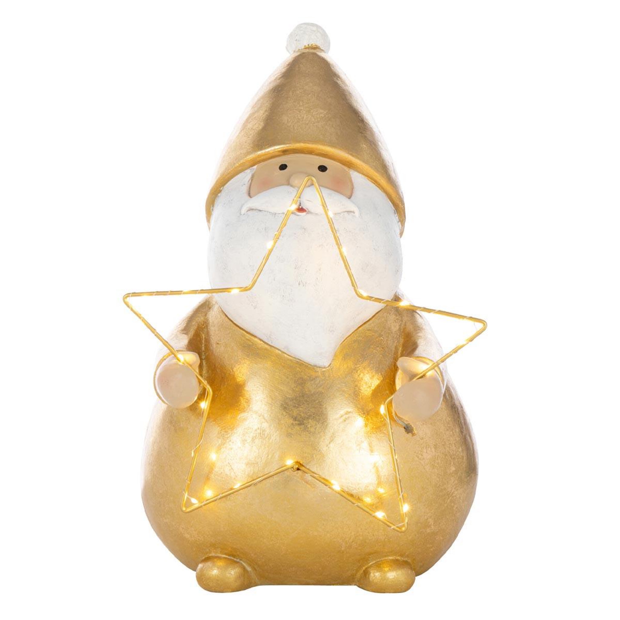 J-LINE Père-noël à led  étoile  46cm doré