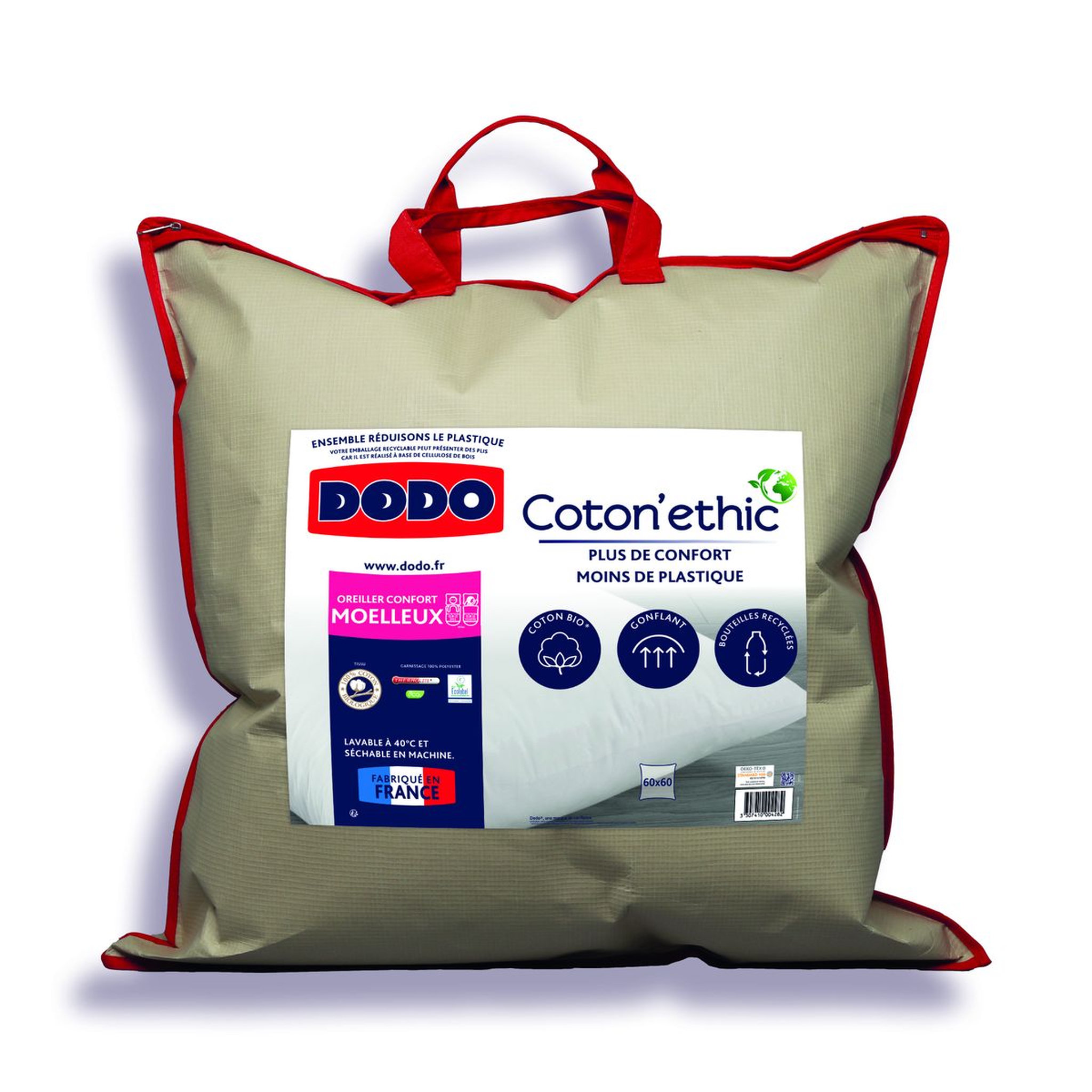 Voir la diapositive 1 : DODO Oreiller moelleux en coton Bio COTON'ETHIC