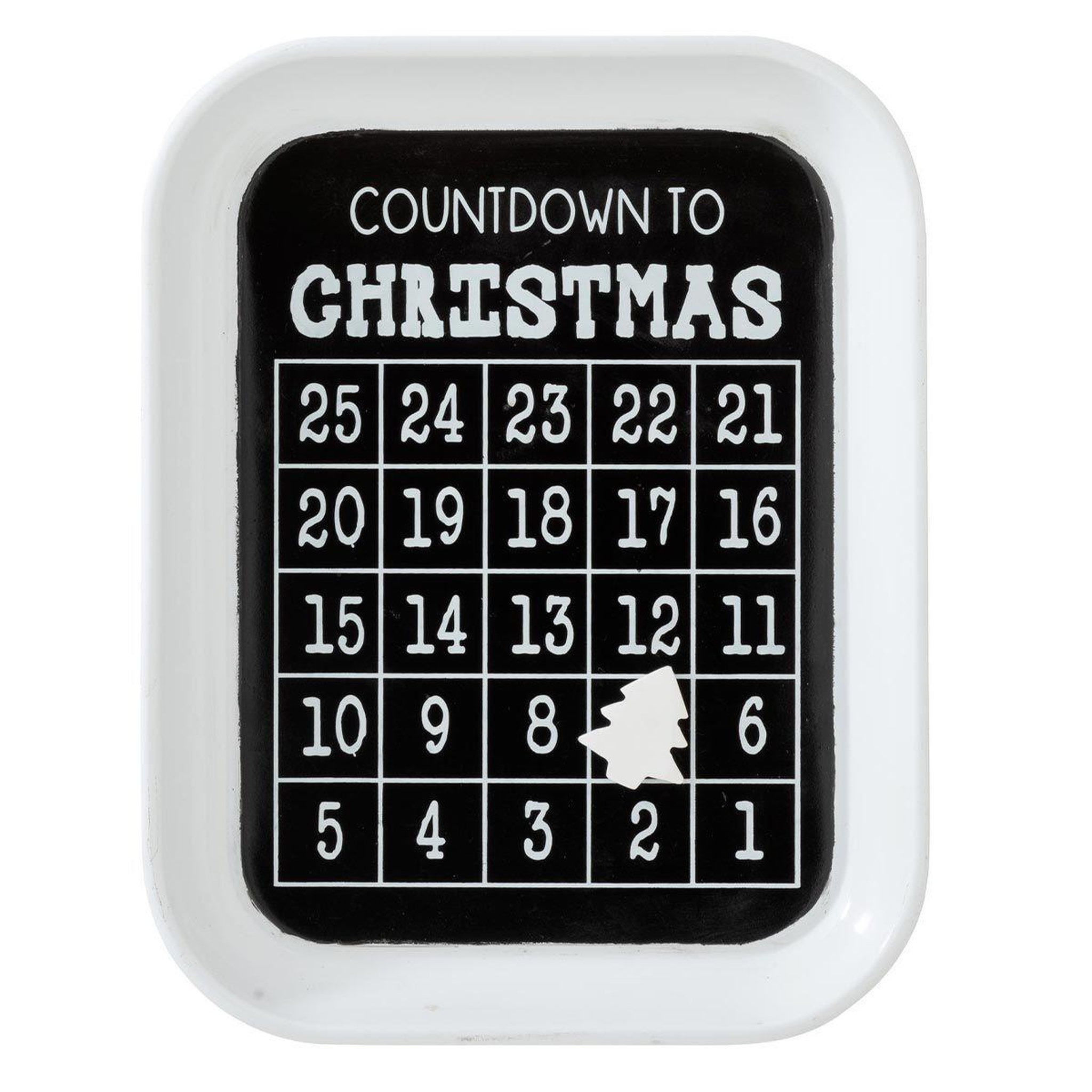 J-LINE Calendrier de Noël  Décembre  41cm Blanc & Noir
