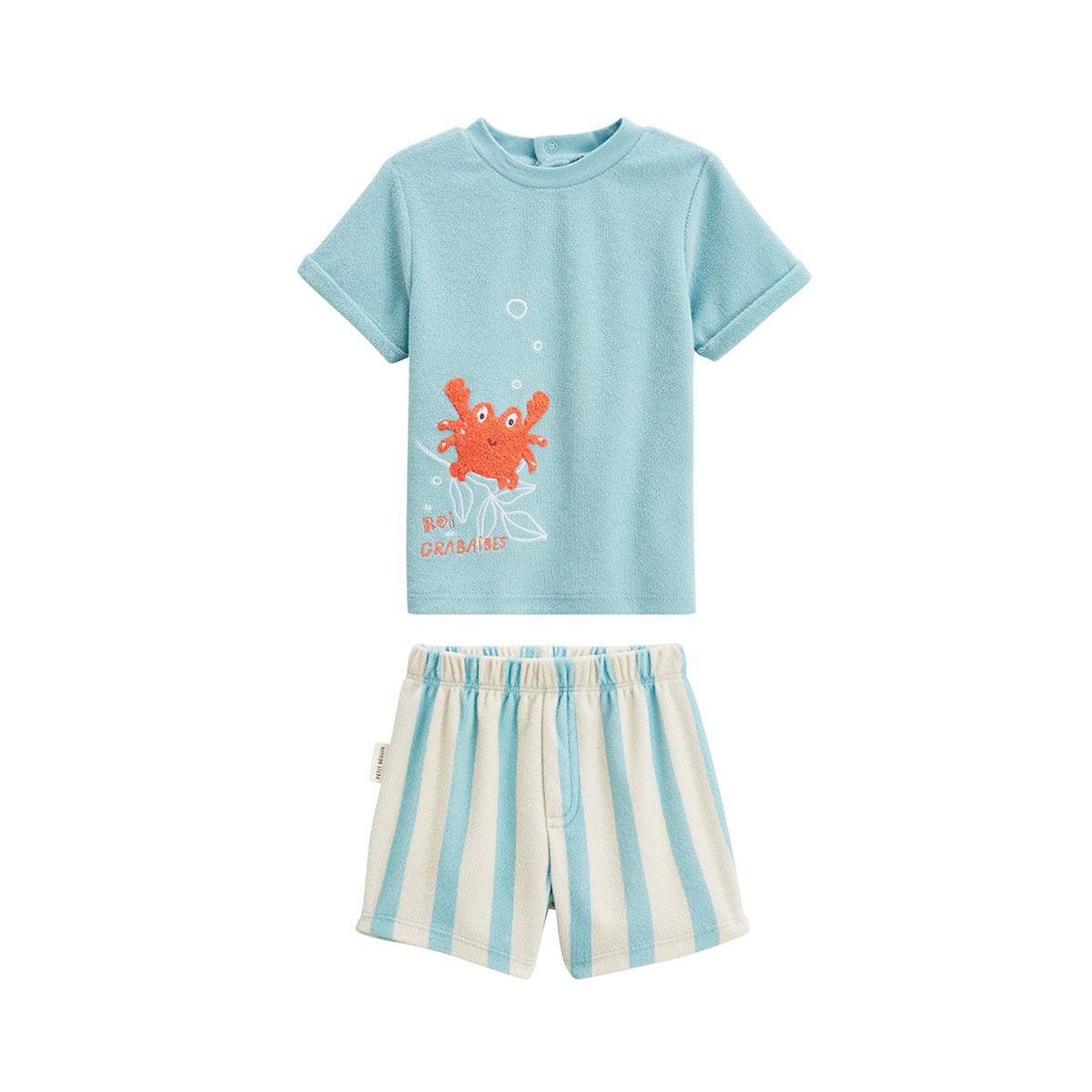 Petit Béguin Ensemble enfant t-shirt et short en éponge Cayo coco