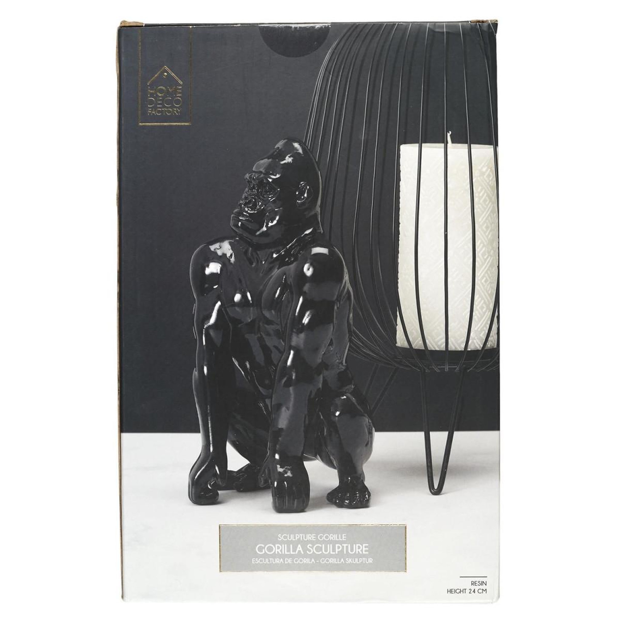 Voir la diapositive 6 : The Home Deco Factory Statuette déco gorille  sculpture  24cm noir
